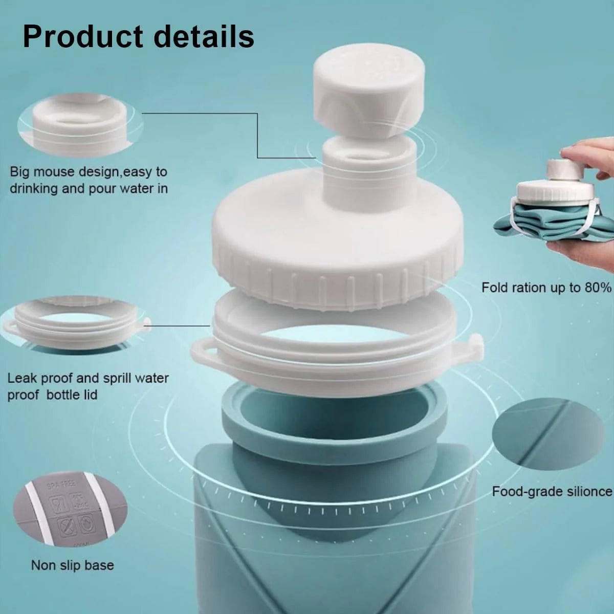 Premium Foldable Silicone Water Bottle | زجاجة مياه سيليكون فاخرة قابلة للطي